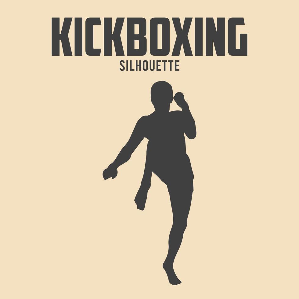 Kickboxen Spieler Silhouette Vektor Lager Illustration 08