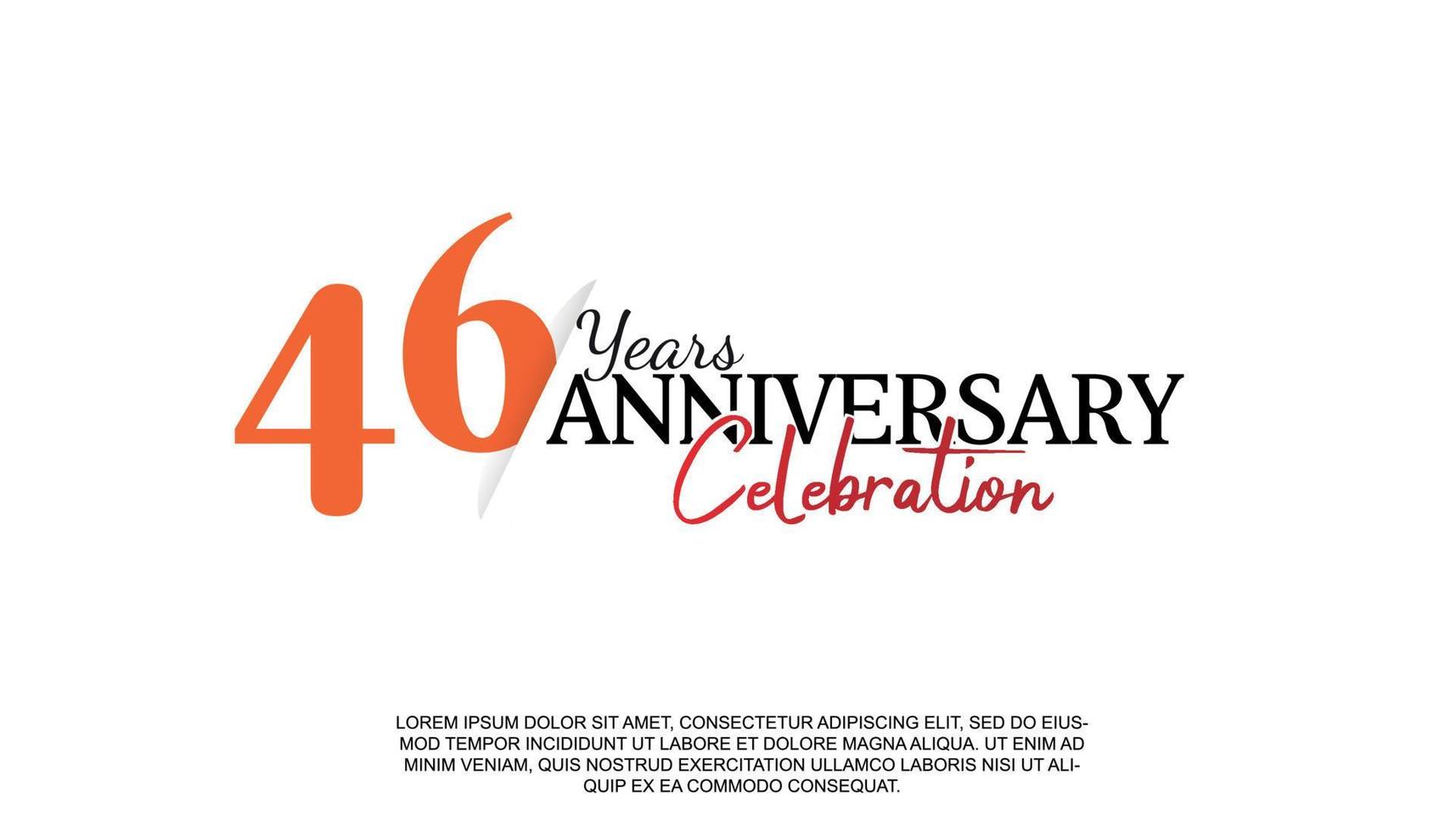 46 år årsdag logotyp siffra med röd och svart Färg för firande händelse isolerat vektor