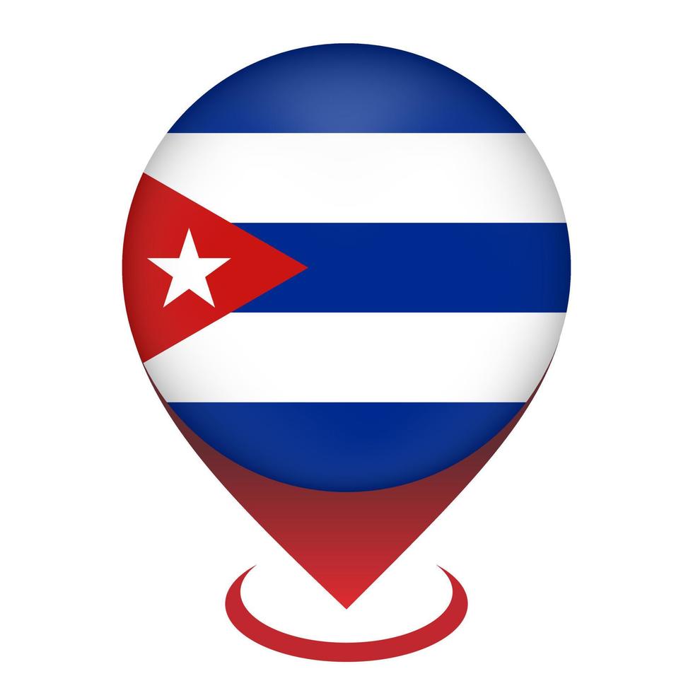 Kartenzeiger mit Land Kuba. Kuba-Flagge. Vektor-Illustration. vektor