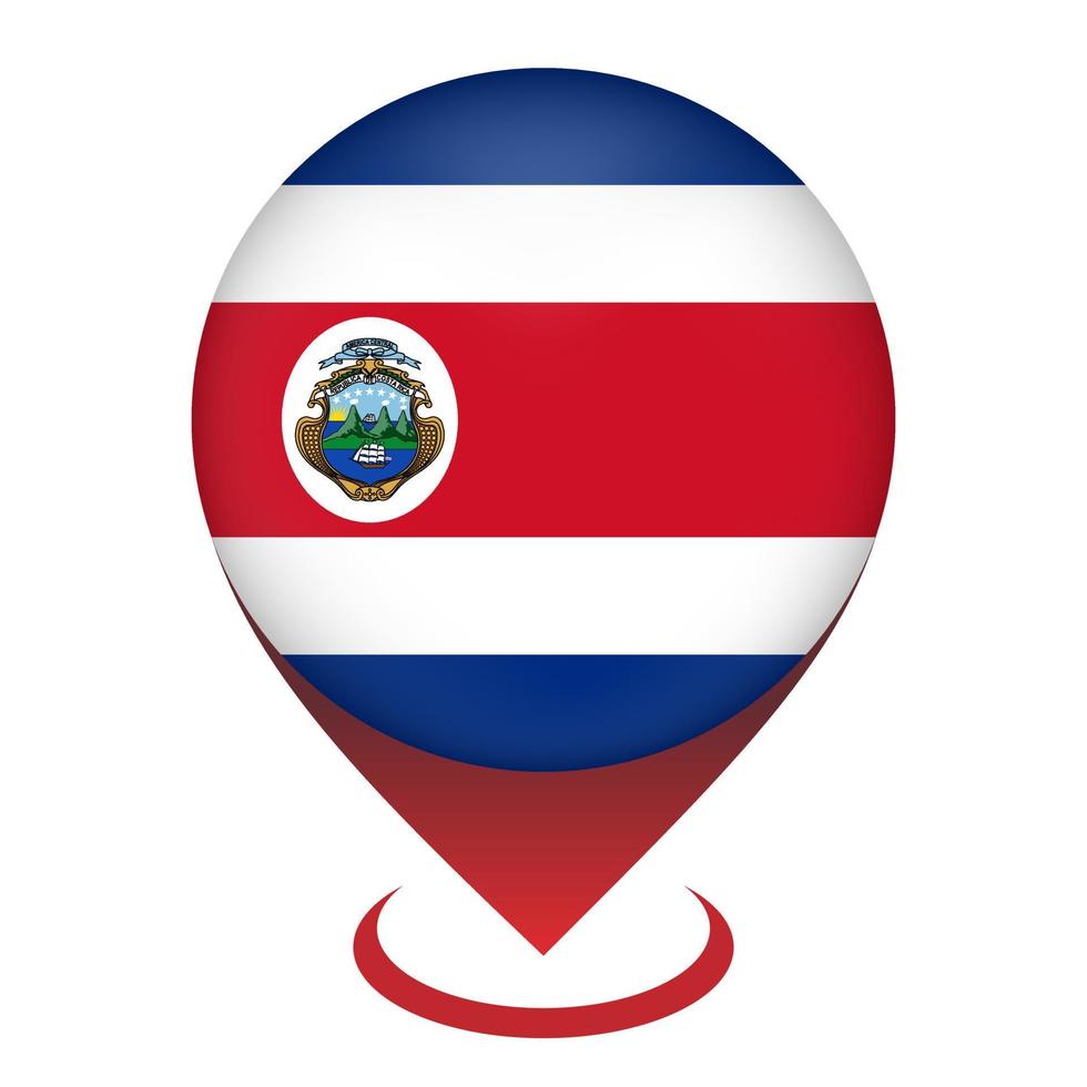 kartpekare med contry costa rica. costa rica flagga. vektor illustration.