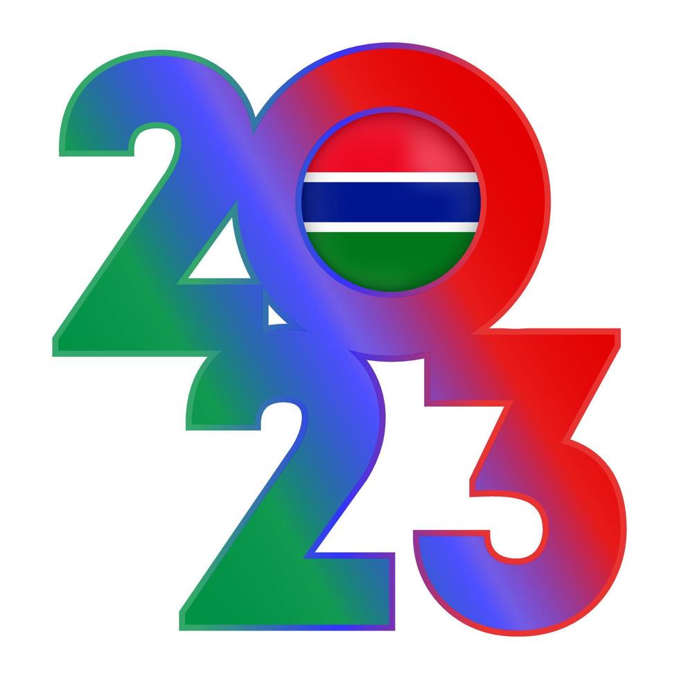 Lycklig ny år 2023 baner med gambia flagga inuti. vektor illustration.