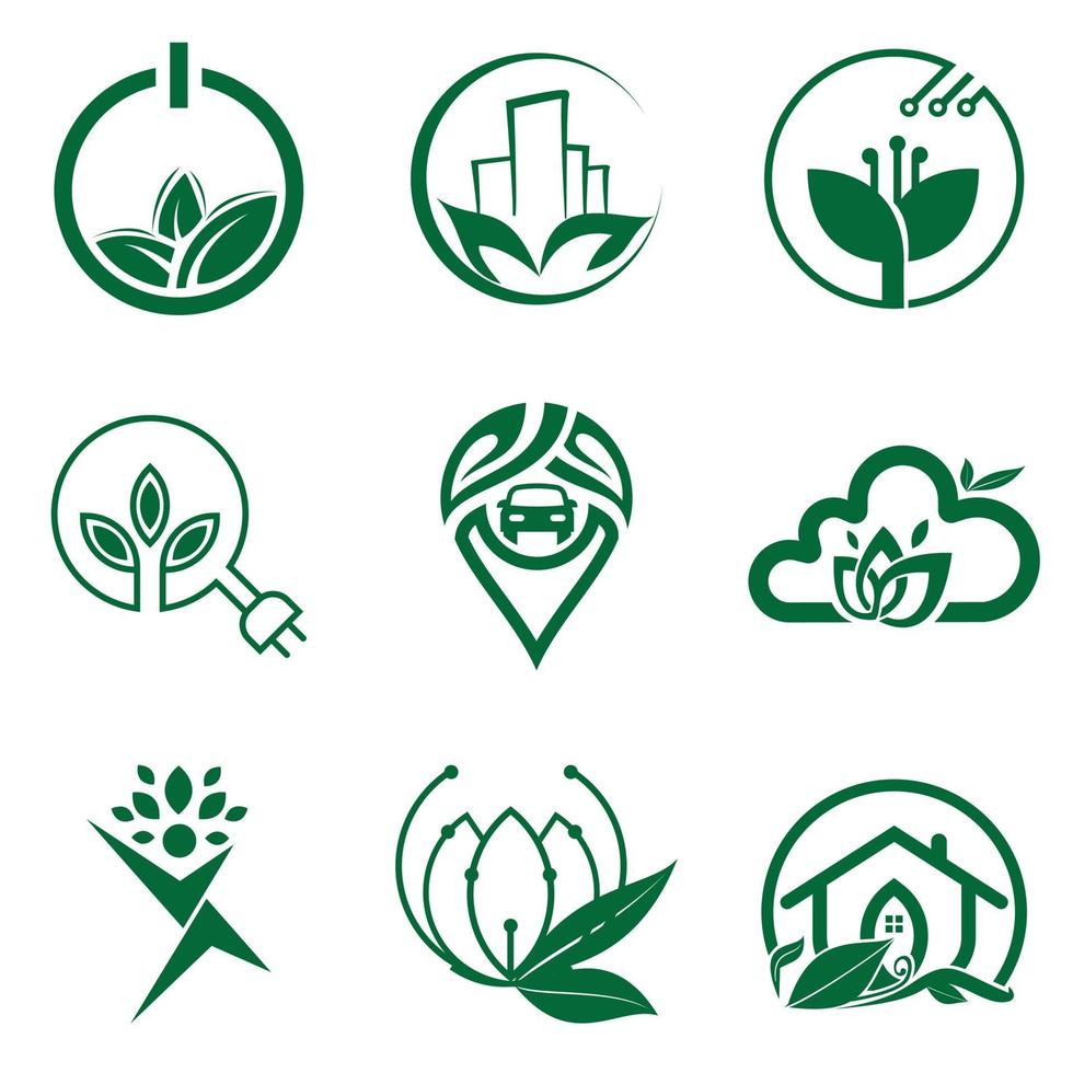 naturlig logotyp design ikon mall för företag och företag set vektor