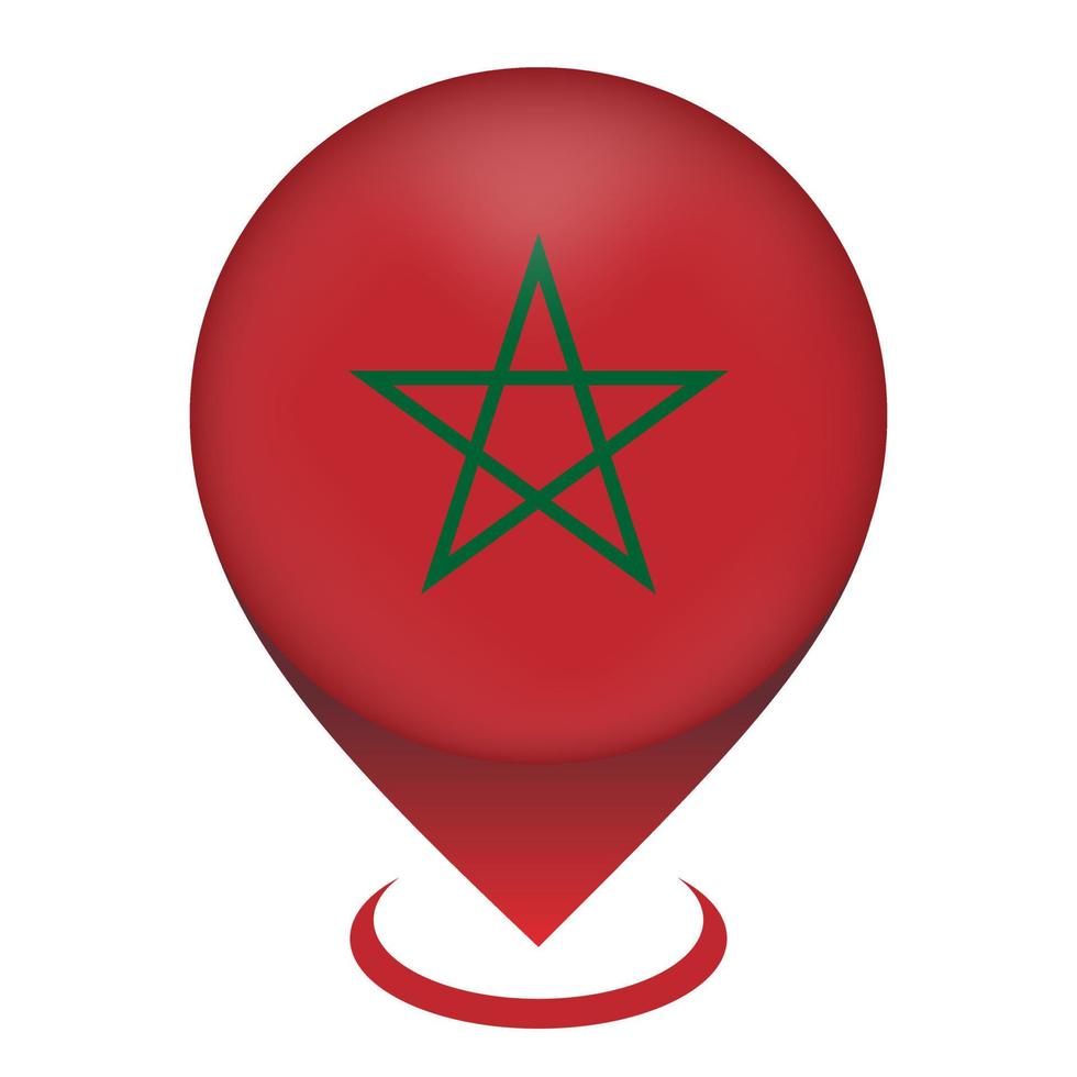 kartpekare med contry marocko. marockos flagga. vektor illustration.