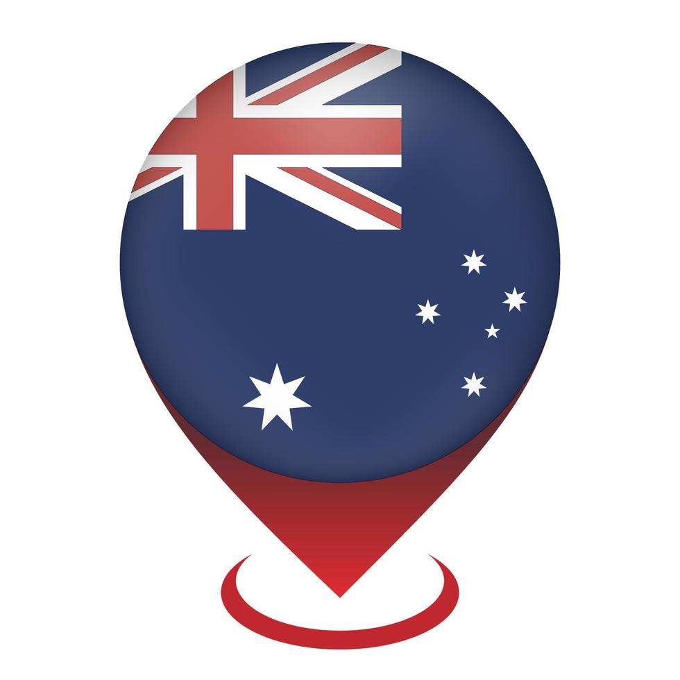 kartpekare med contry australien. australiens flagga. vektor illustration.