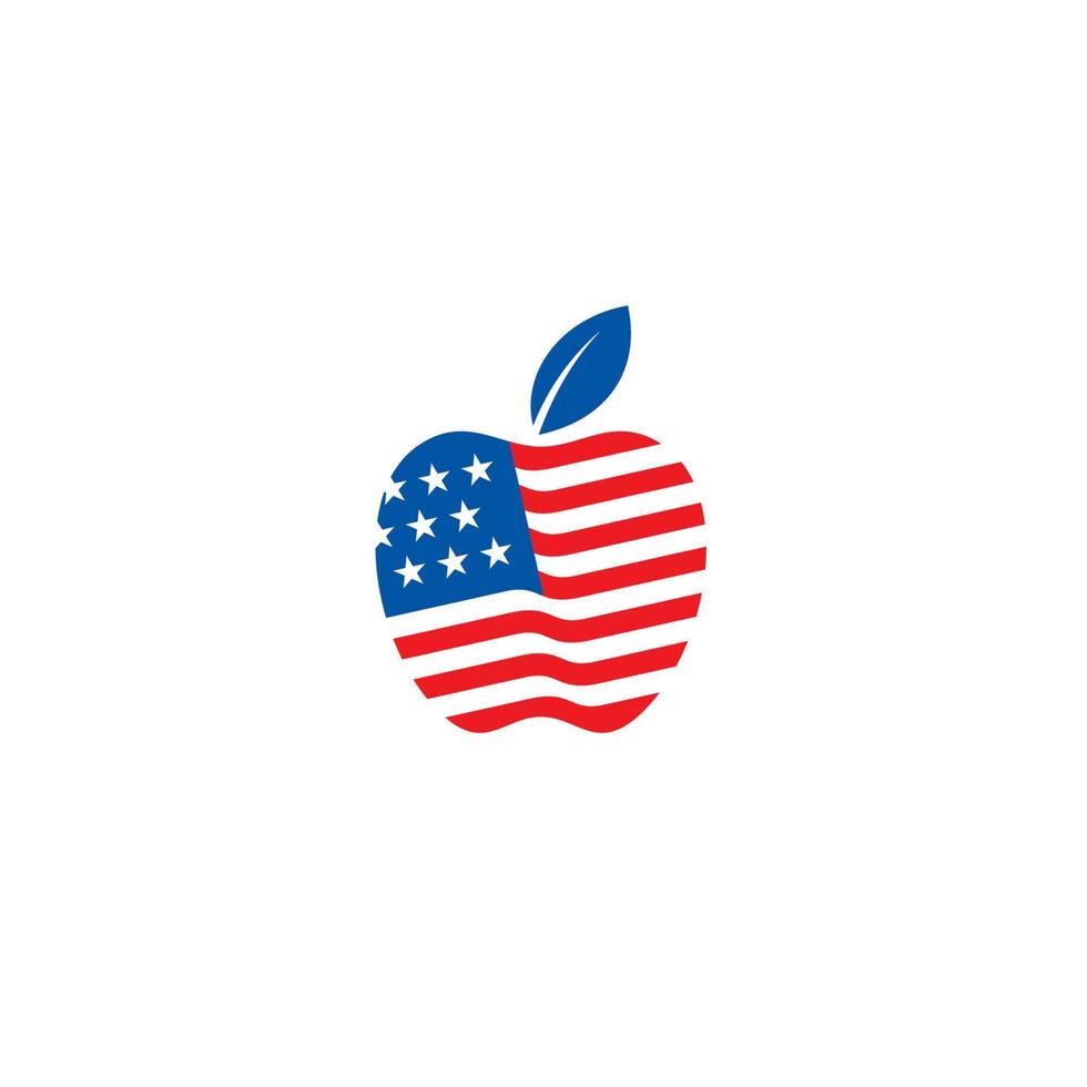 äpple och oss flagga logotyp eller ikon design vektor