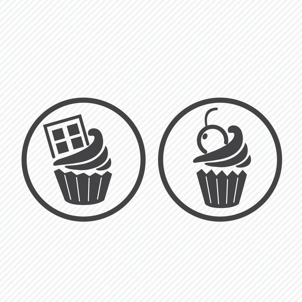 Cupcake-Ikonen-Zeichenillustration vektor