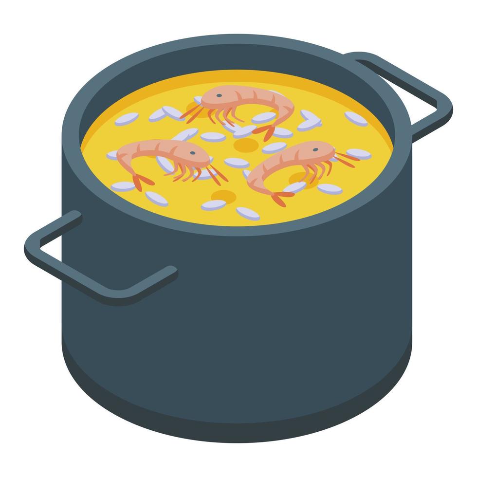 Portugiesisch Garnele Suppe Symbol isometrisch Vektor. Essen Küche vektor
