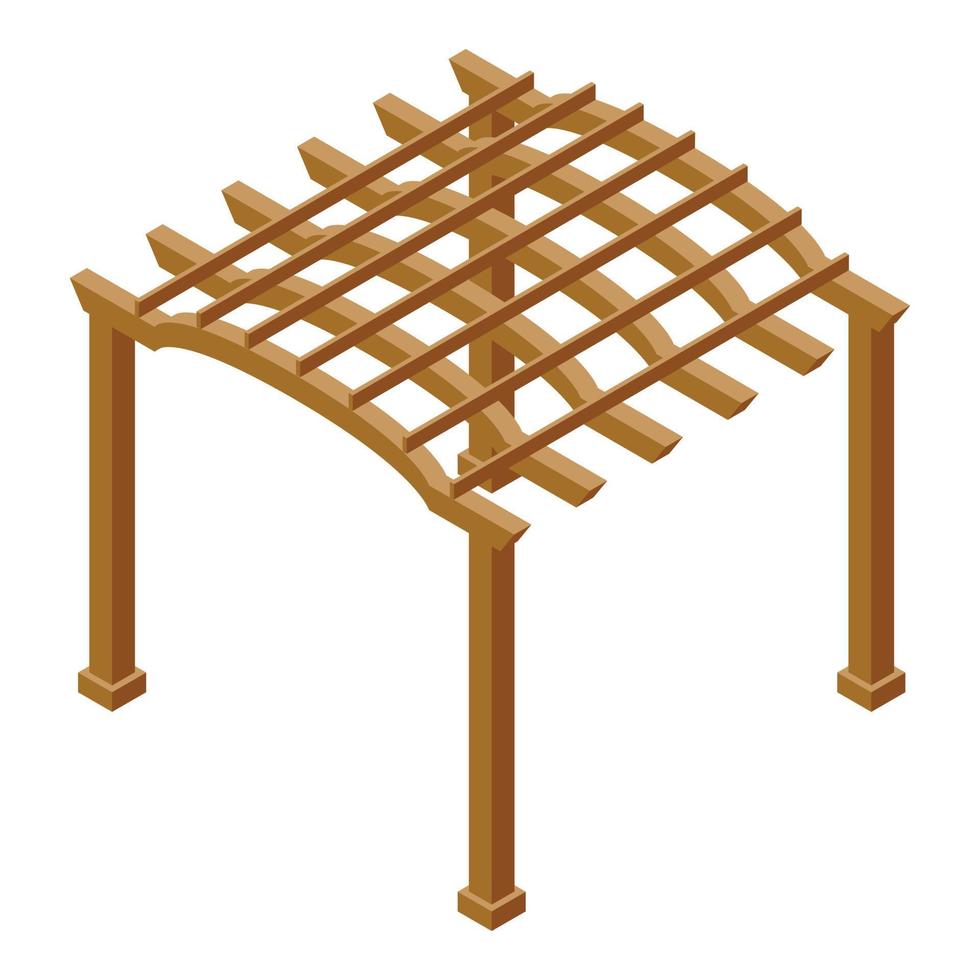 Pergola Pavillon Symbol isometrisch Vektor. Konstruktion Gebäude vektor