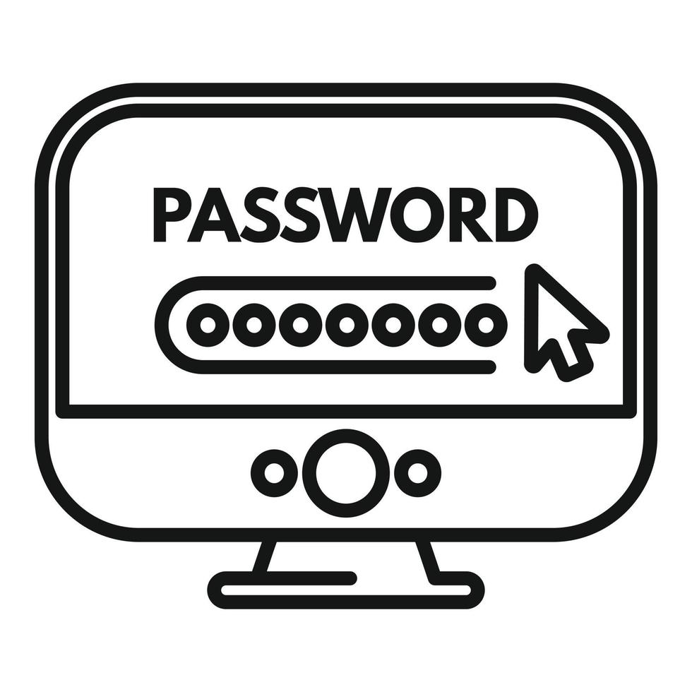 Computer Passwort Schutz Symbol Gliederung Vektor. persönlich Video vektor