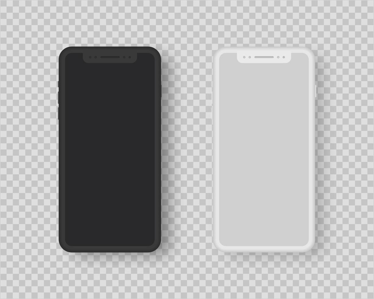 realistisches Smartphone-Mockup-Set. Satz Smartphone mit leerem Bildschirm. realistische Vektorillustration. vektor