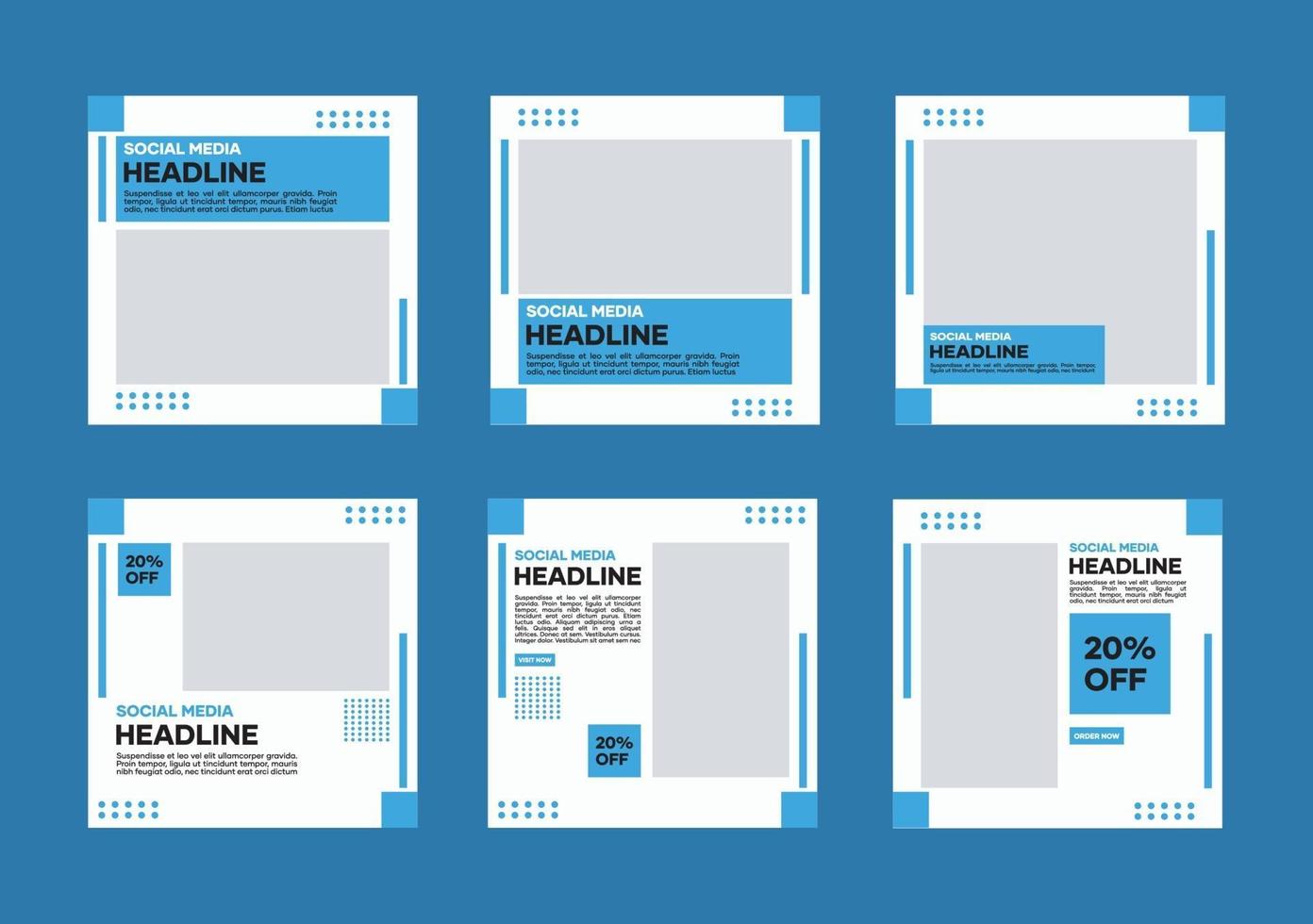 redigerbar mall för sociala medier banner. i blått och vitt. lämplig för inlägg på sociala medier och bannerannonser på internetwebbplatser vektor