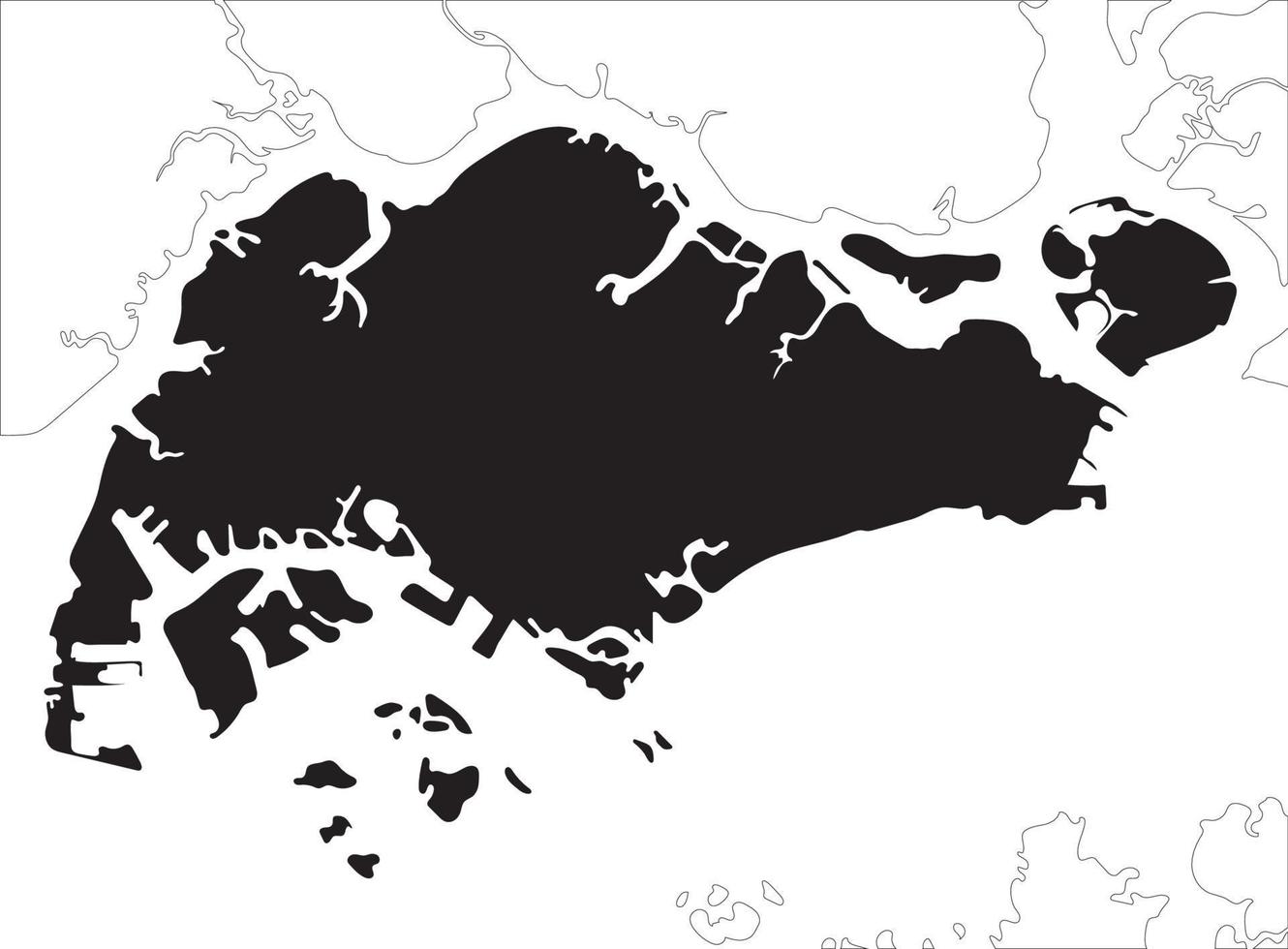 singapore Karta på svart Färg och vit bakgrund och gräns länder linje vektor