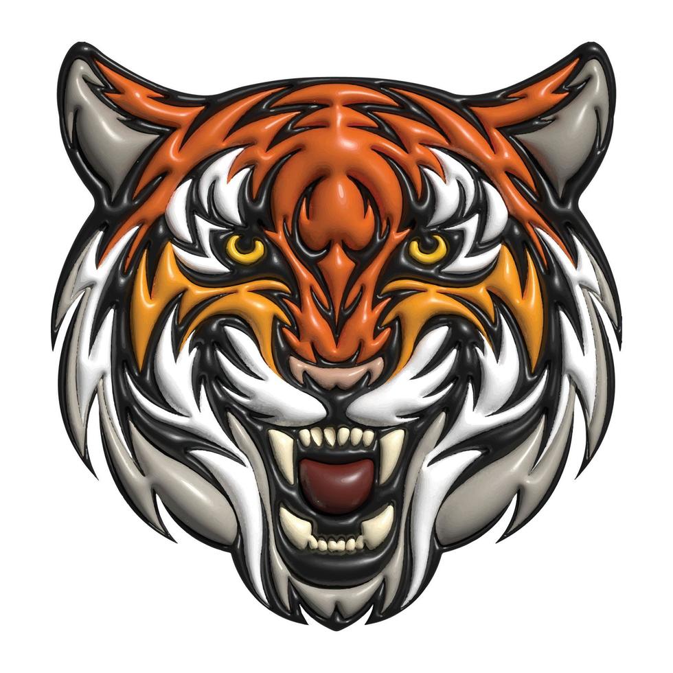 Tiger Gesicht 3d Illustration, bunt Tiger Maskottchen, Tiger Logo Design vektor