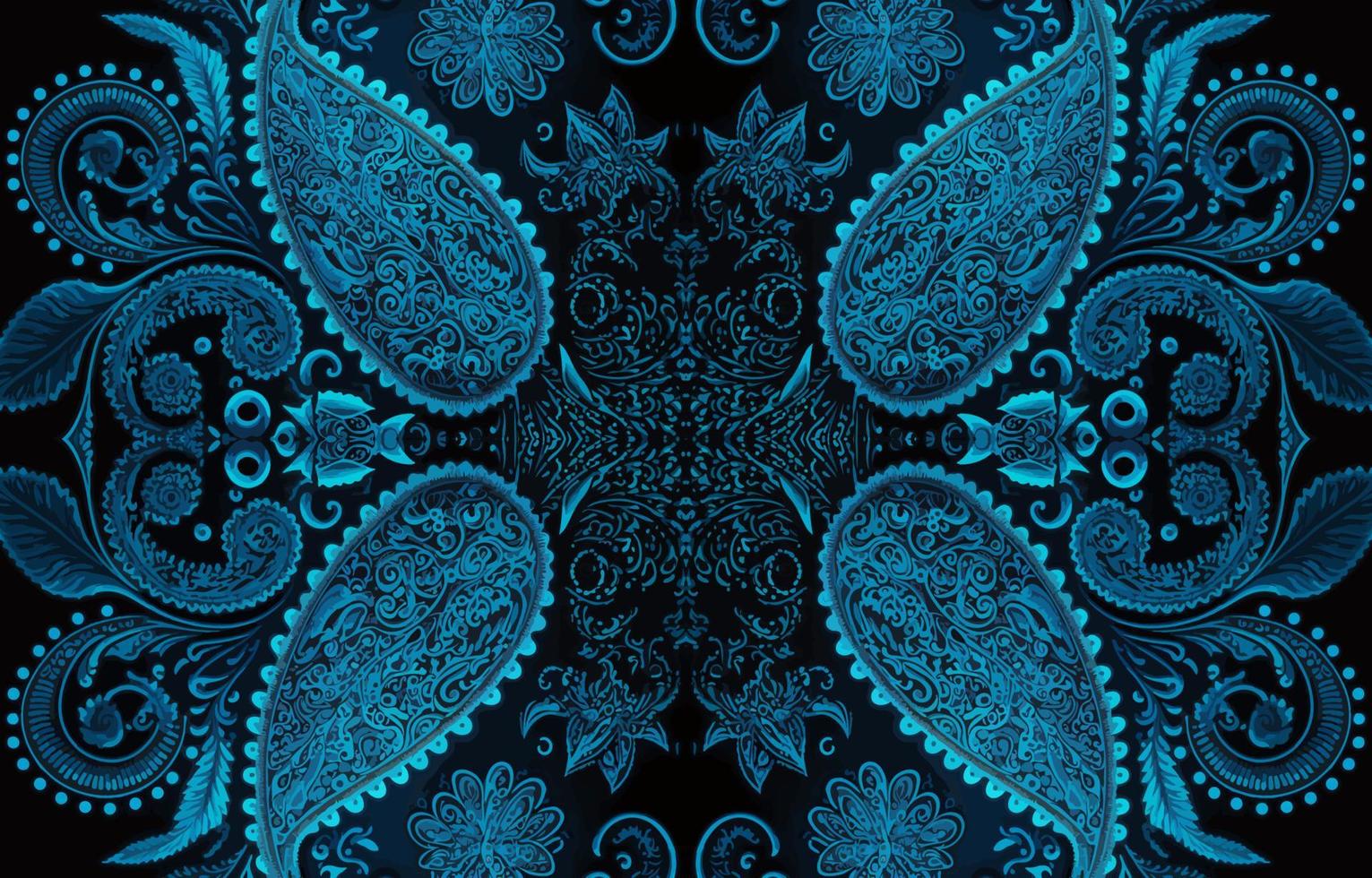 Paisley nahtlos Muster Blau Ton. abstrakt traditionell Volk Antiquität ethnisch Stammes- Grafik Paisley Linie. Textur Textil- Stoff Muster Vektor Illustration. aufwendig elegant Luxus Jahrgang retro Stil