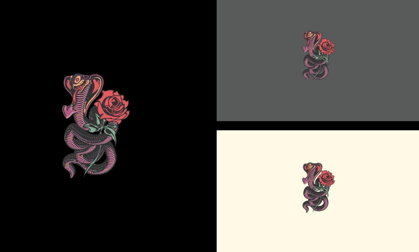 kung kobra med röd blommor vektor maskot design