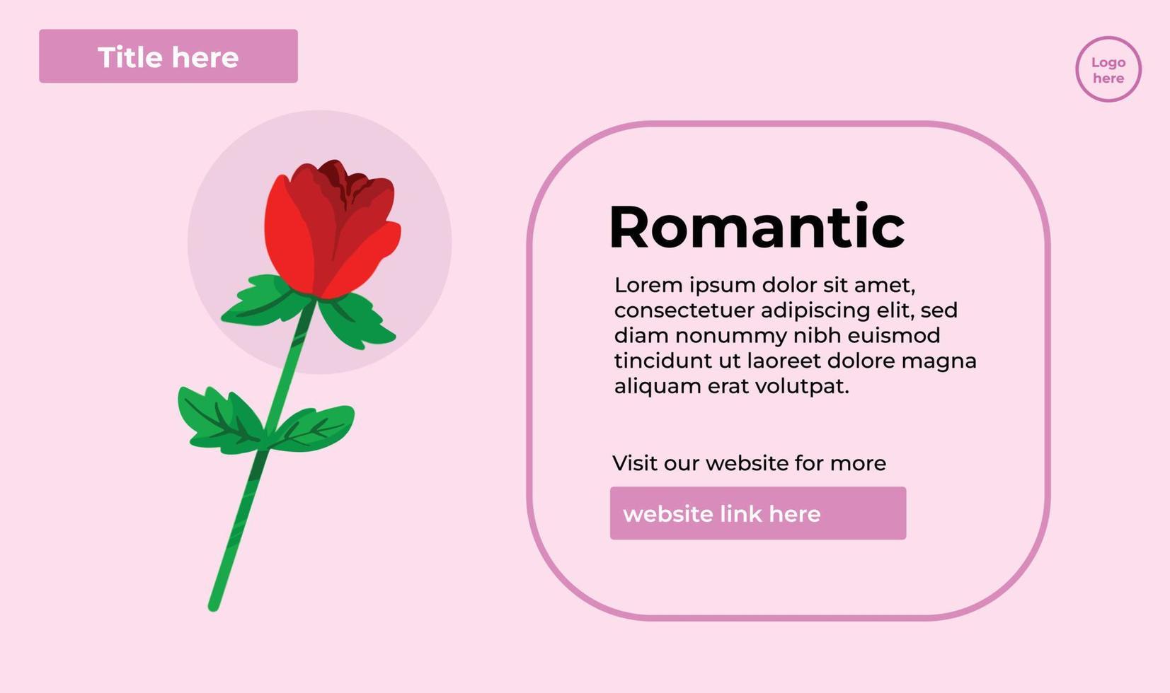 romantisk valentine beskrivande begrepp vektor illustration text med reste sig dekoration isolerat på landskap rosa bakgrund mall med enkel och minimalistisk layout.