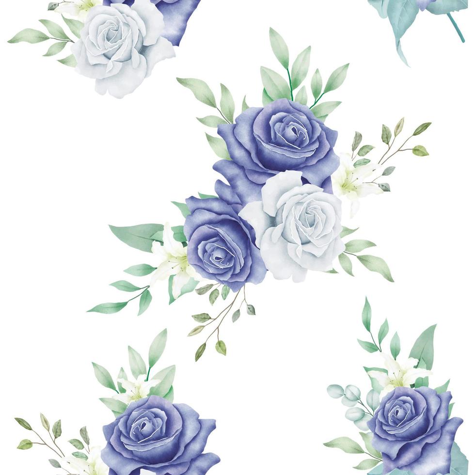 nahtlos Muster Blumen- Rose Marine Blau Aquarell vektor