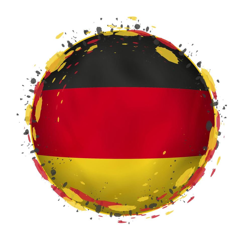 runden Grunge Flagge von Deutschland mit spritzt im Flagge Farbe. vektor