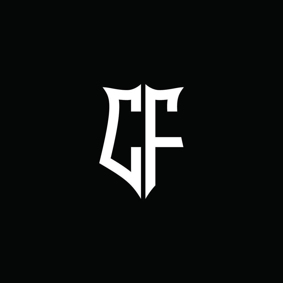 cf Monogramm-Buchstaben-Logo-Band mit Schild-Stil auf schwarzem Hintergrund isoliert vektor