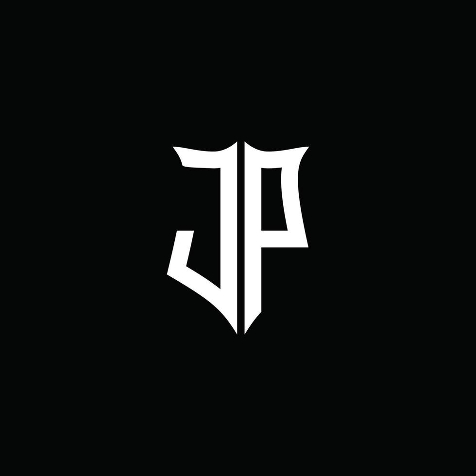 jp monogram brev logotyp band med sköld stil isolerad på svart bakgrund vektor