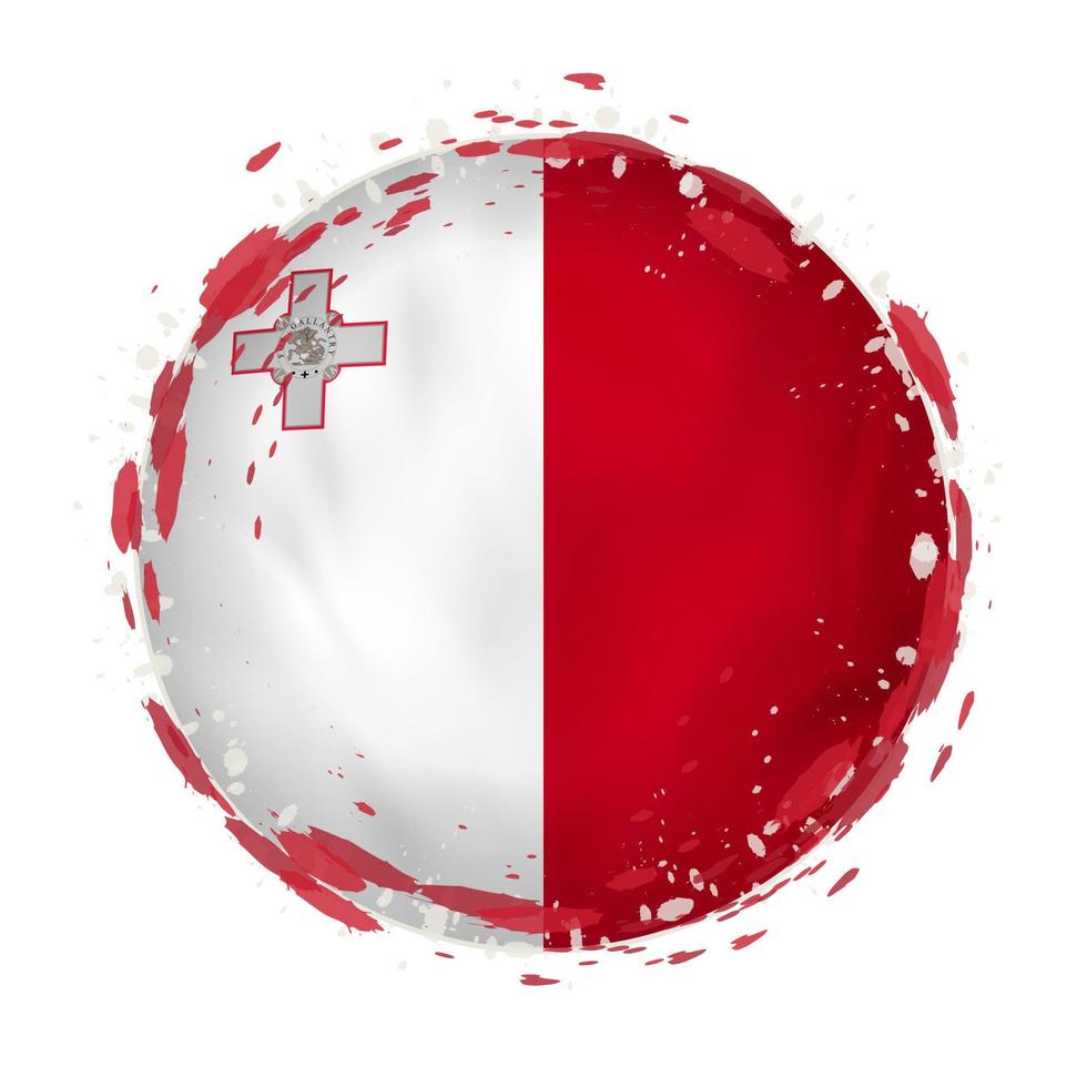 runden Grunge Flagge von Malta mit spritzt im Flagge Farbe. vektor