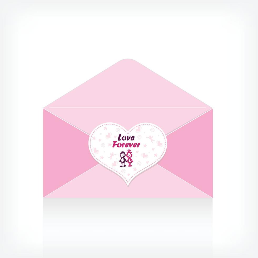 kärlek brev med rosa papper kuvert vektor