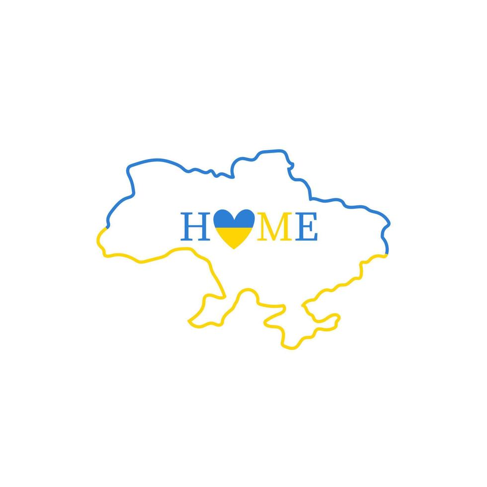 Ukraine Karte Umriss. heim. ukrainisch Flagge. Vektor