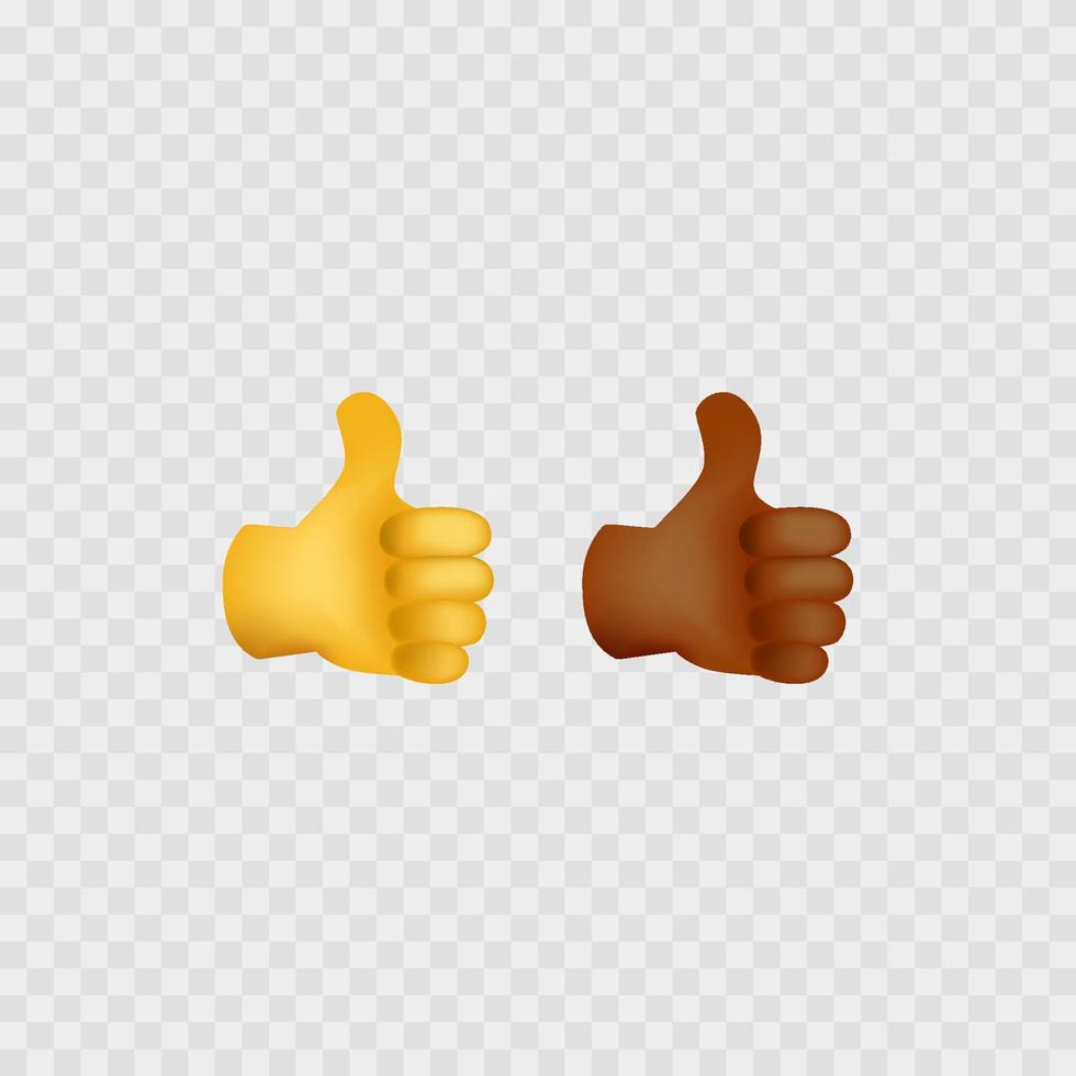 tummen upp emoji. isolerat. händer ikoner. vektor