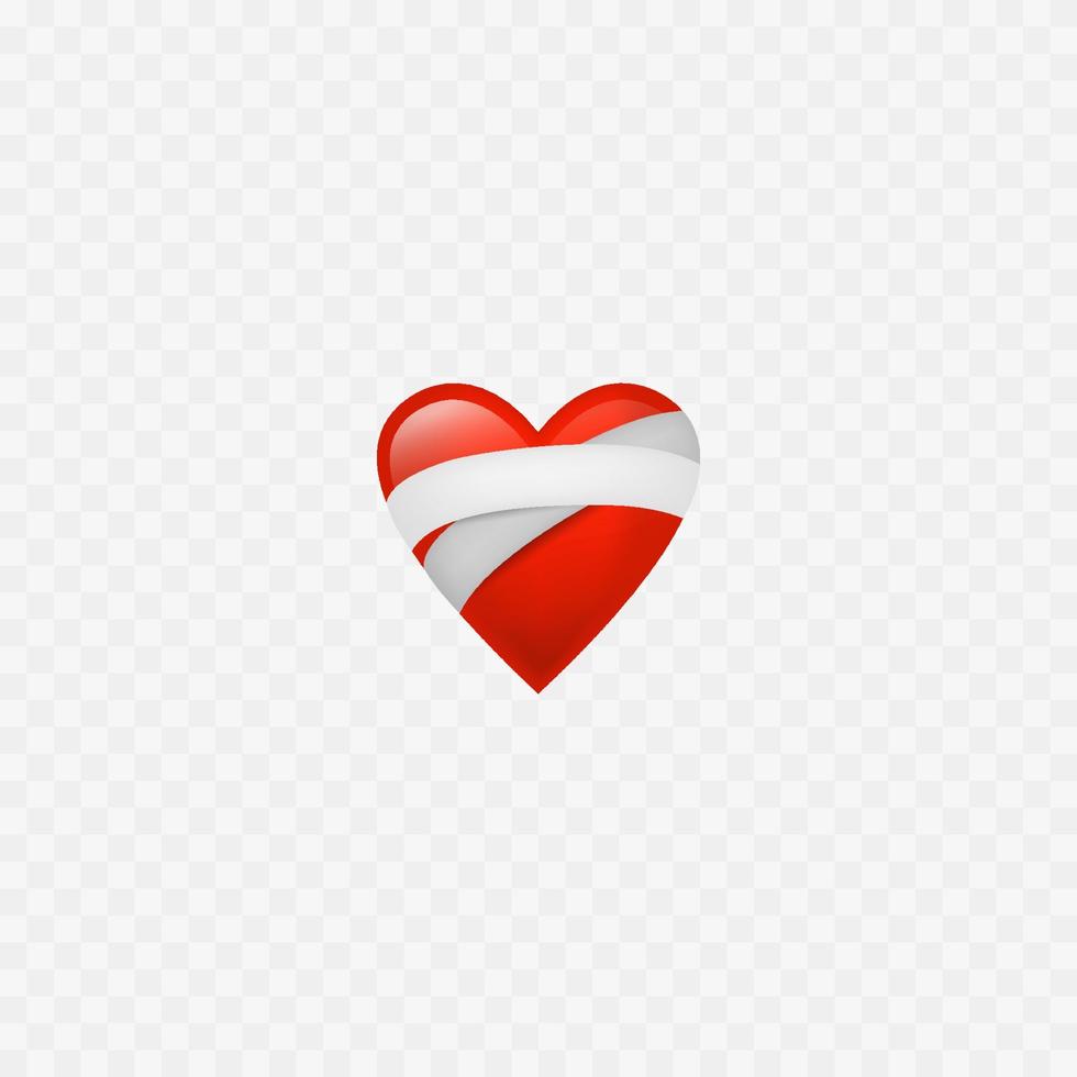 Klebstoff Band. rot Herz Emoji. Heilung. Vektor