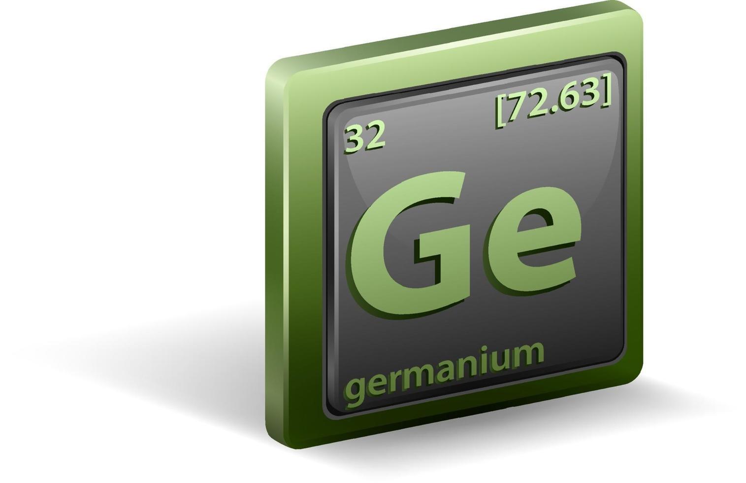 Germanium chemisches Element. chemisches Symbol mit Ordnungszahl und Atommasse. vektor