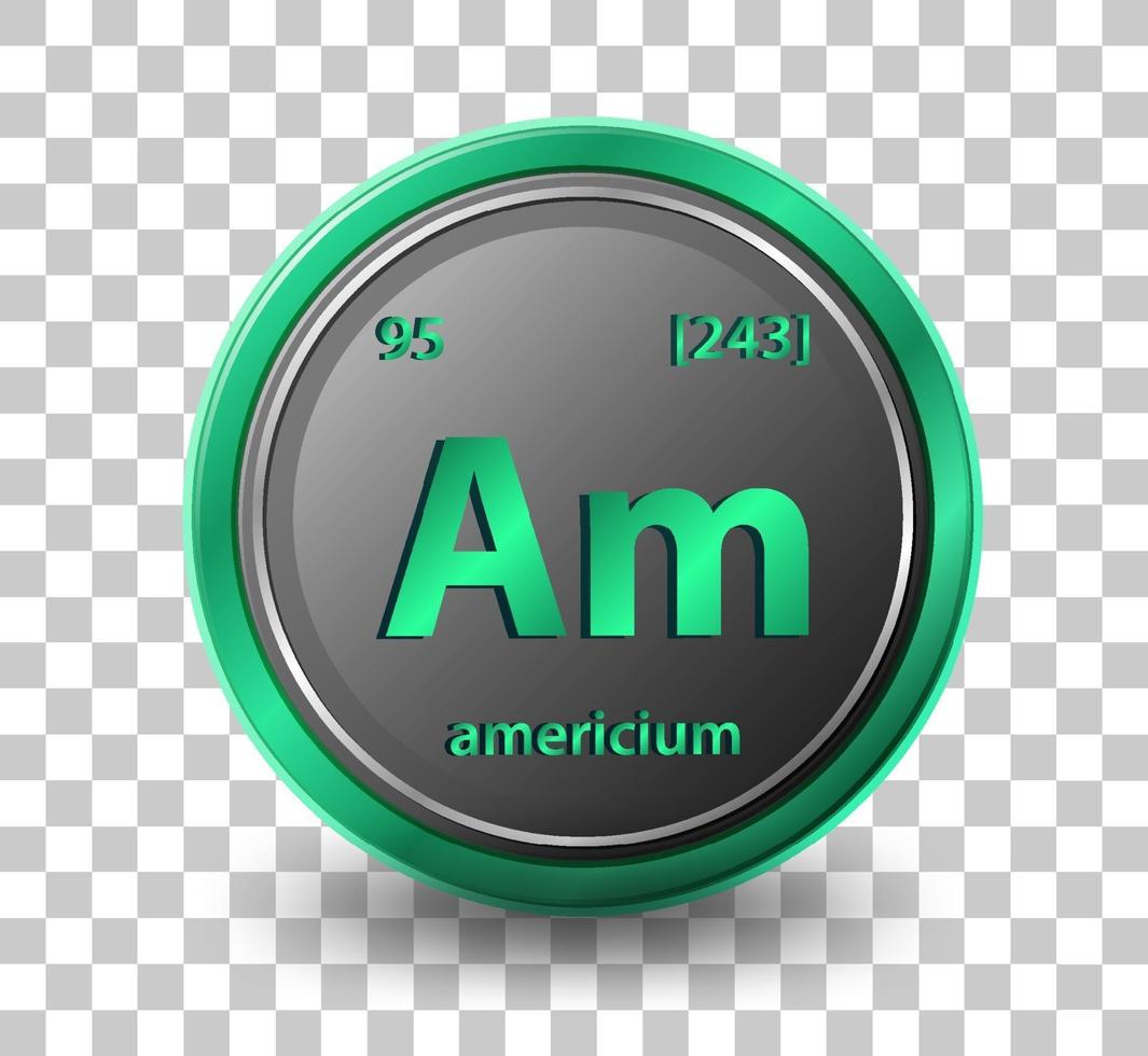 chemisches Element von Americium. chemisches Symbol mit Ordnungszahl und Atommasse. vektor