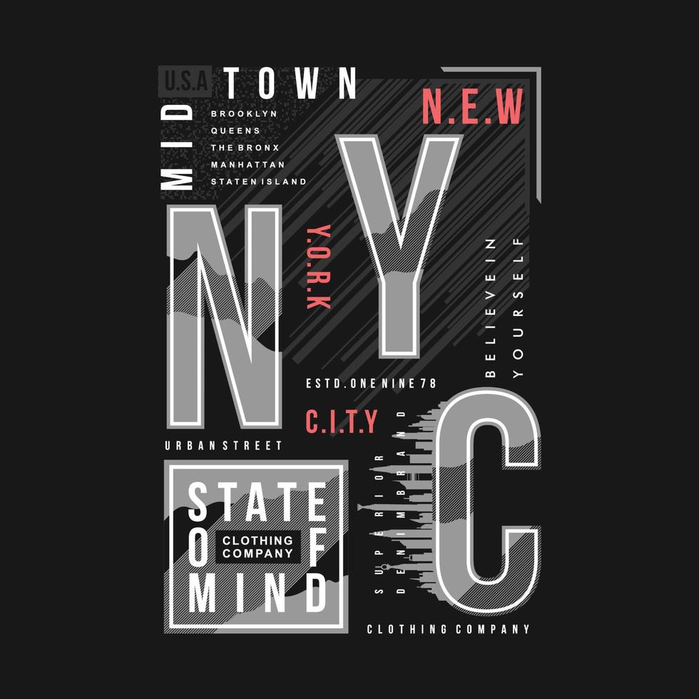 Mitte Stadt, Dorf Neu York Text Rahmen abstrakt sportlich Grafik vektor