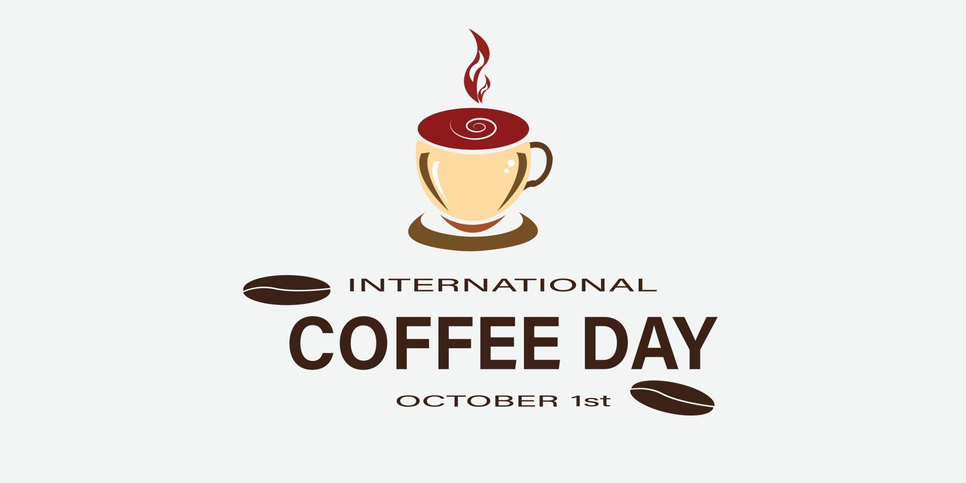 internationell kaffe dag mall bakgrund design med värld Karta vektor