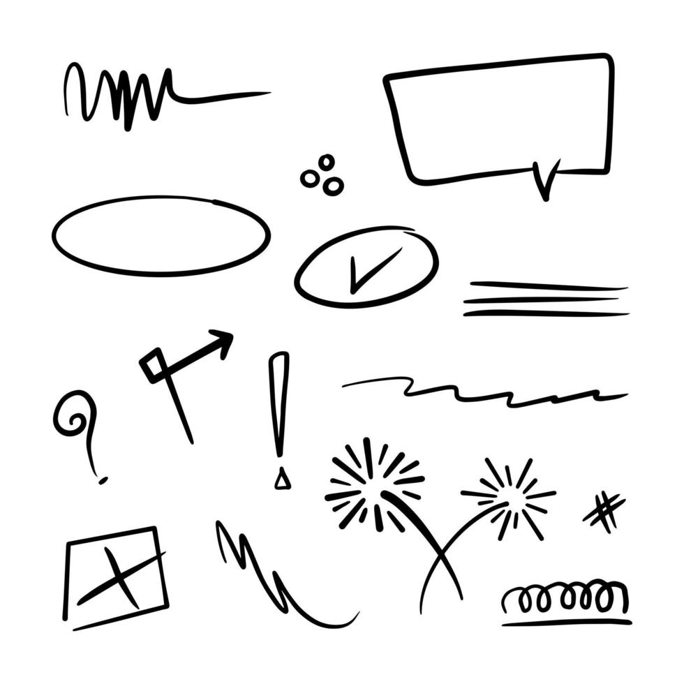 Doodle-Element-Vektor-Set, für Konzeptdesign. vektor