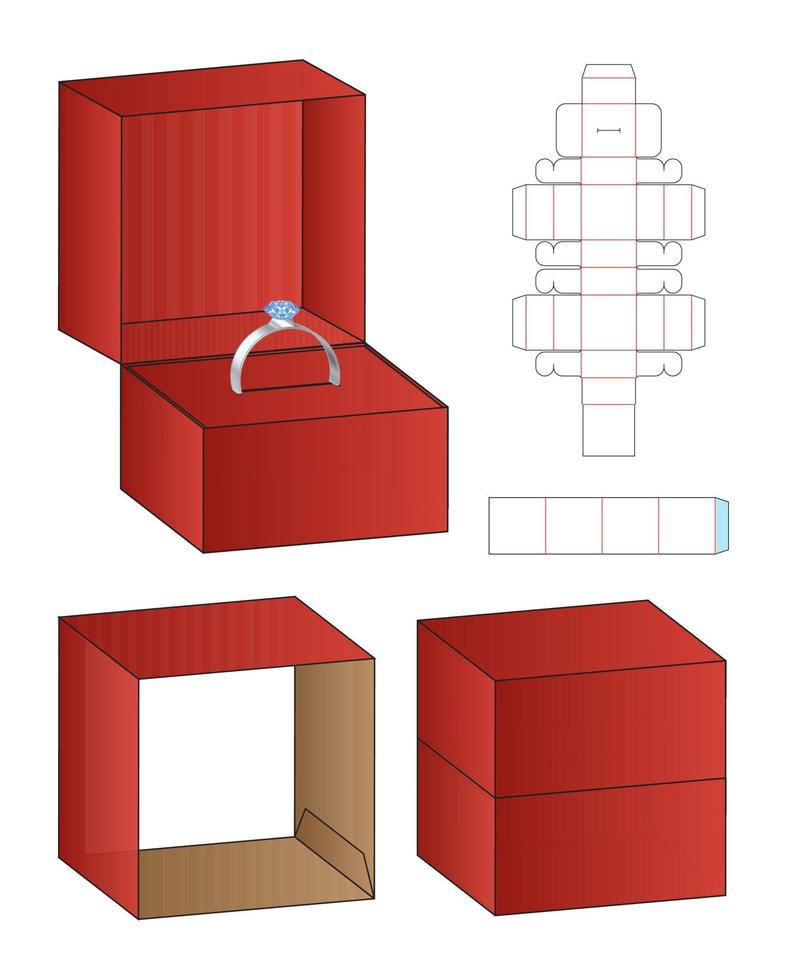 Ring Box Verpackung sterben Schnitt Vorlage Design. vektor