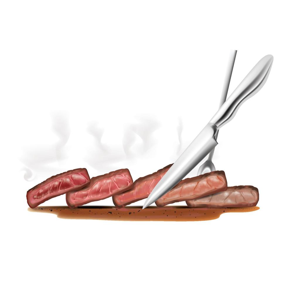 Steak Doneness Vektor-Illustration mit Steak Gabel und Messer auf dem weißen Hintergrund. vektor