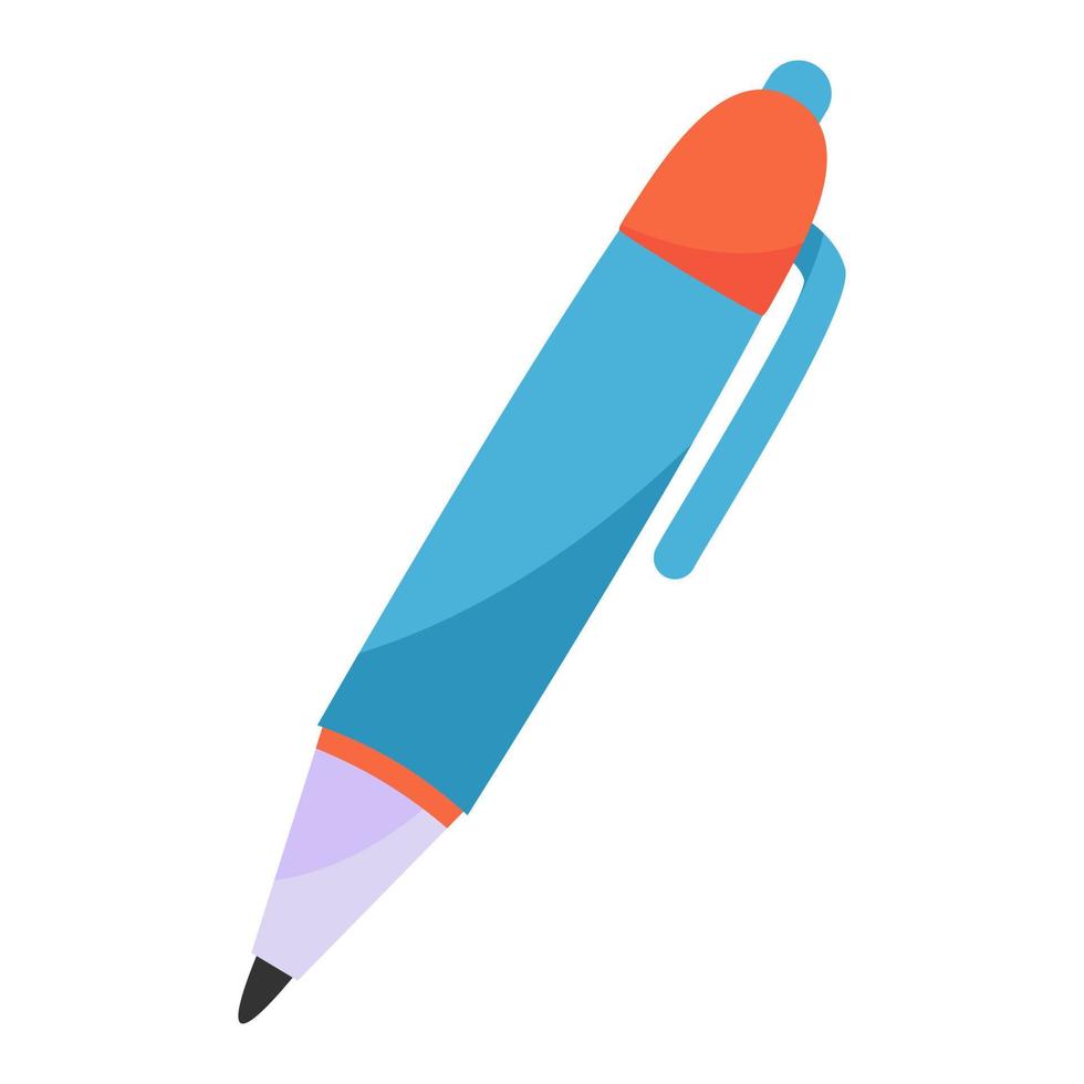 blå klassisk kulpenna penna isolerat platt enkel design på vit bakgrund. vektor illustration för pedagogisk begrepp design element.