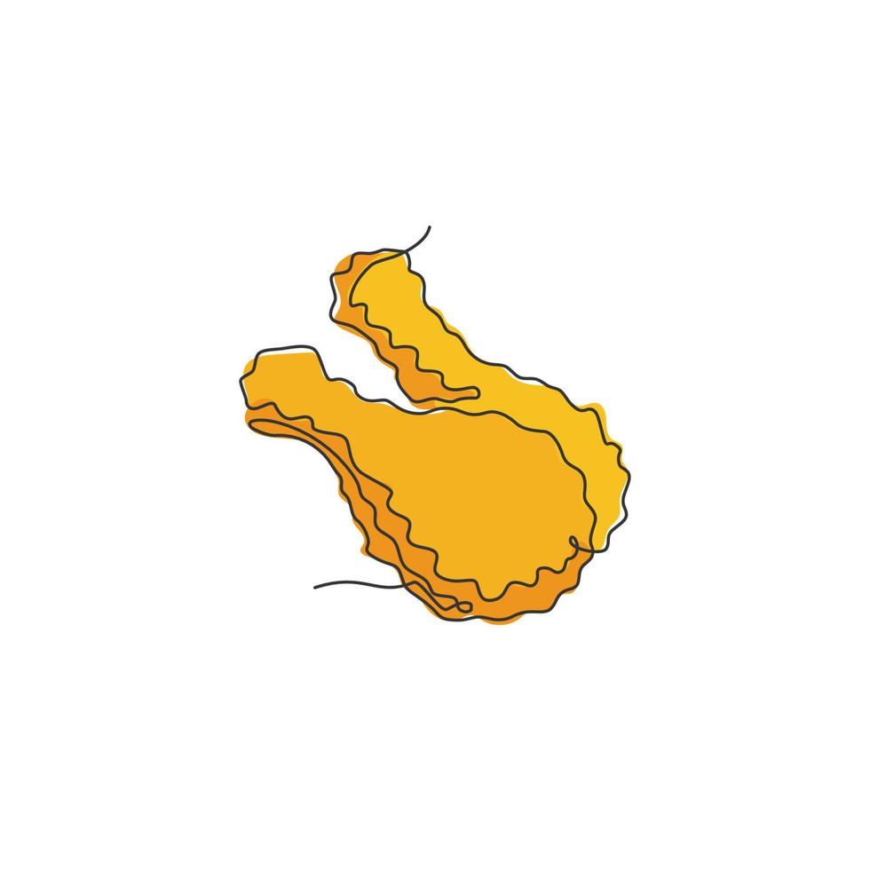 enda kontinuerlig linje teckning av varm kryddad friterad kyckling Lagra logotyp märka. emblem snabb mat restaurang begrepp. modern ett linje dra design vektor illustration för Kafé, affär eller mat leverans service
