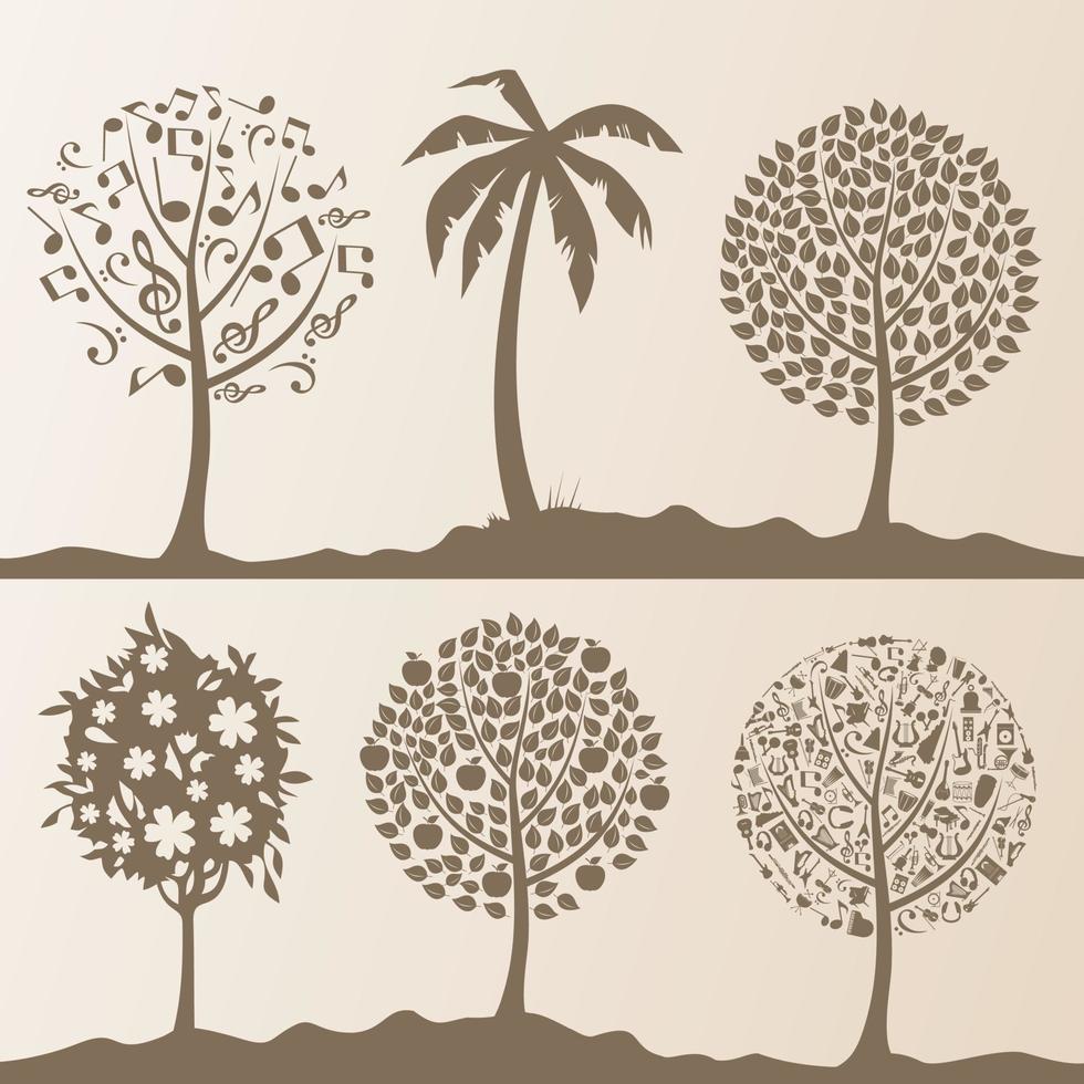 en uppsättning av träd. vektor illustration