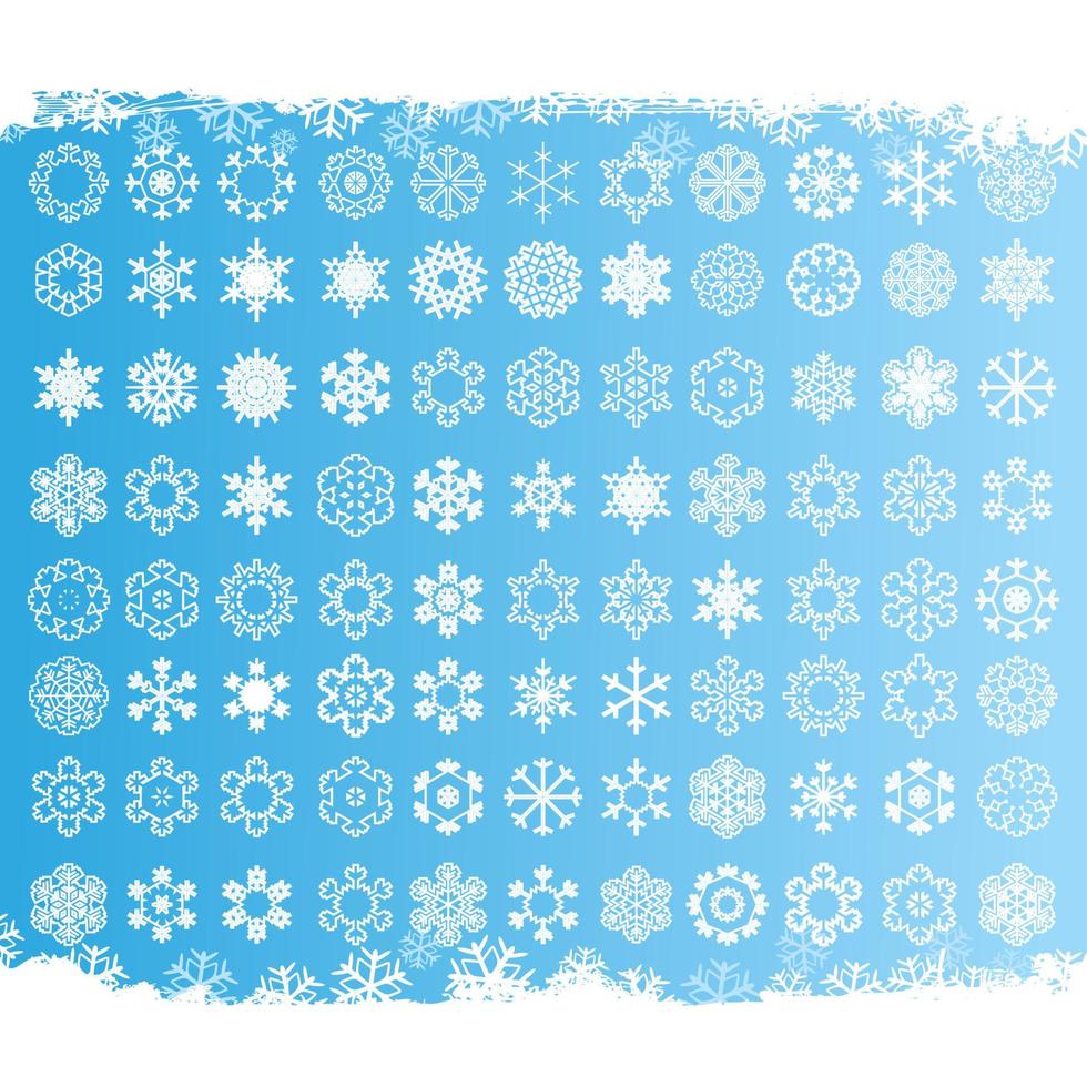 uppsättning av vit snöflingor på bakgrund. en vektor illustration