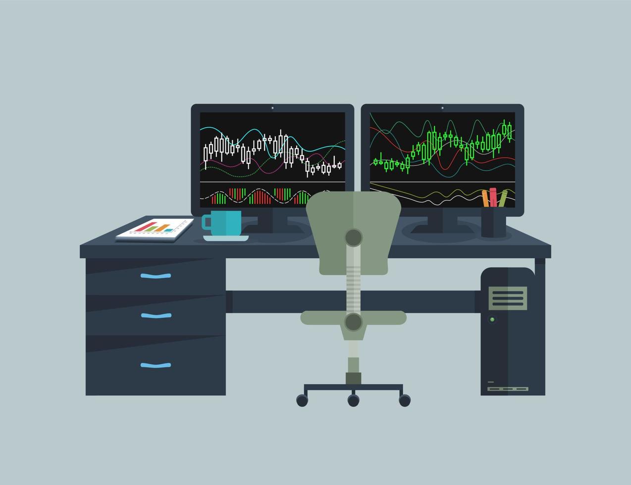 Tabelle mit Monitore von Zeitpläne von das Auktionen. ein Vektor Illustration