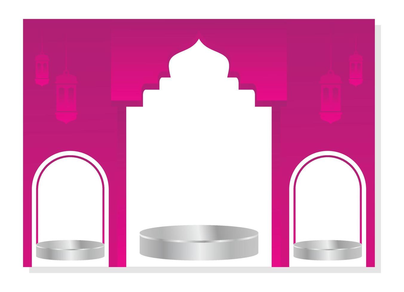 Podium Vorlage mit islamisch Nuancen, Design zum Produkt Anzeige, Präsentation, Bühne zum islamisch Feiertage. einfach Design Illustration vektor
