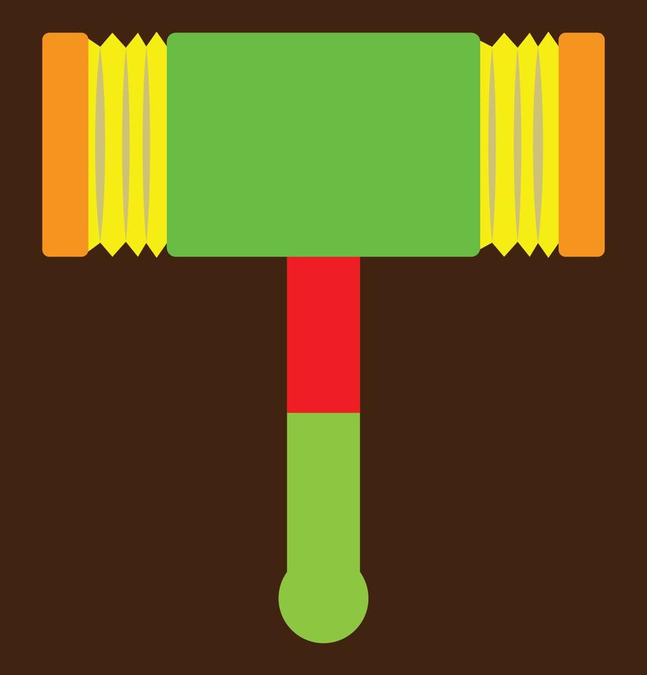 Spielzeug Hammer Illustration Vektor, Spielzeug Hammer Das macht Klang, Kinder Gebäude Werkzeug, Kinder Spielzeug mit viele Farben, rot und Gelb und Grün und orange, geeignet zum Lernen Bücher, minimalistisch Stil vektor