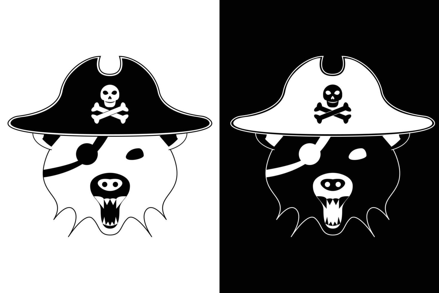Björn pirat ansikte ikon. vektorer, illustrationer, ikoner, avatars och logotyper. vektor