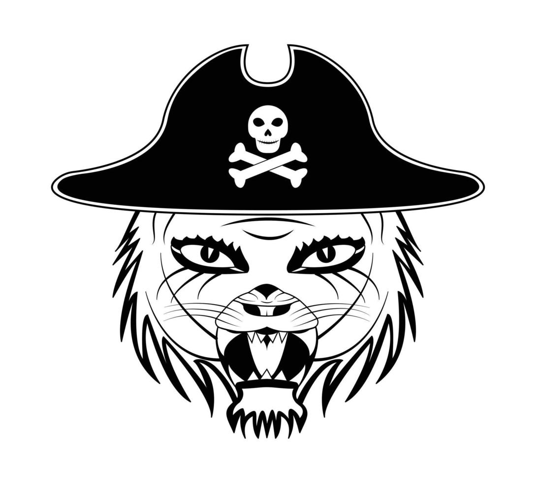 tiger ansikte pirat ikon. vektorer, illustrationer, ikoner, avatars och logotyper. vektor