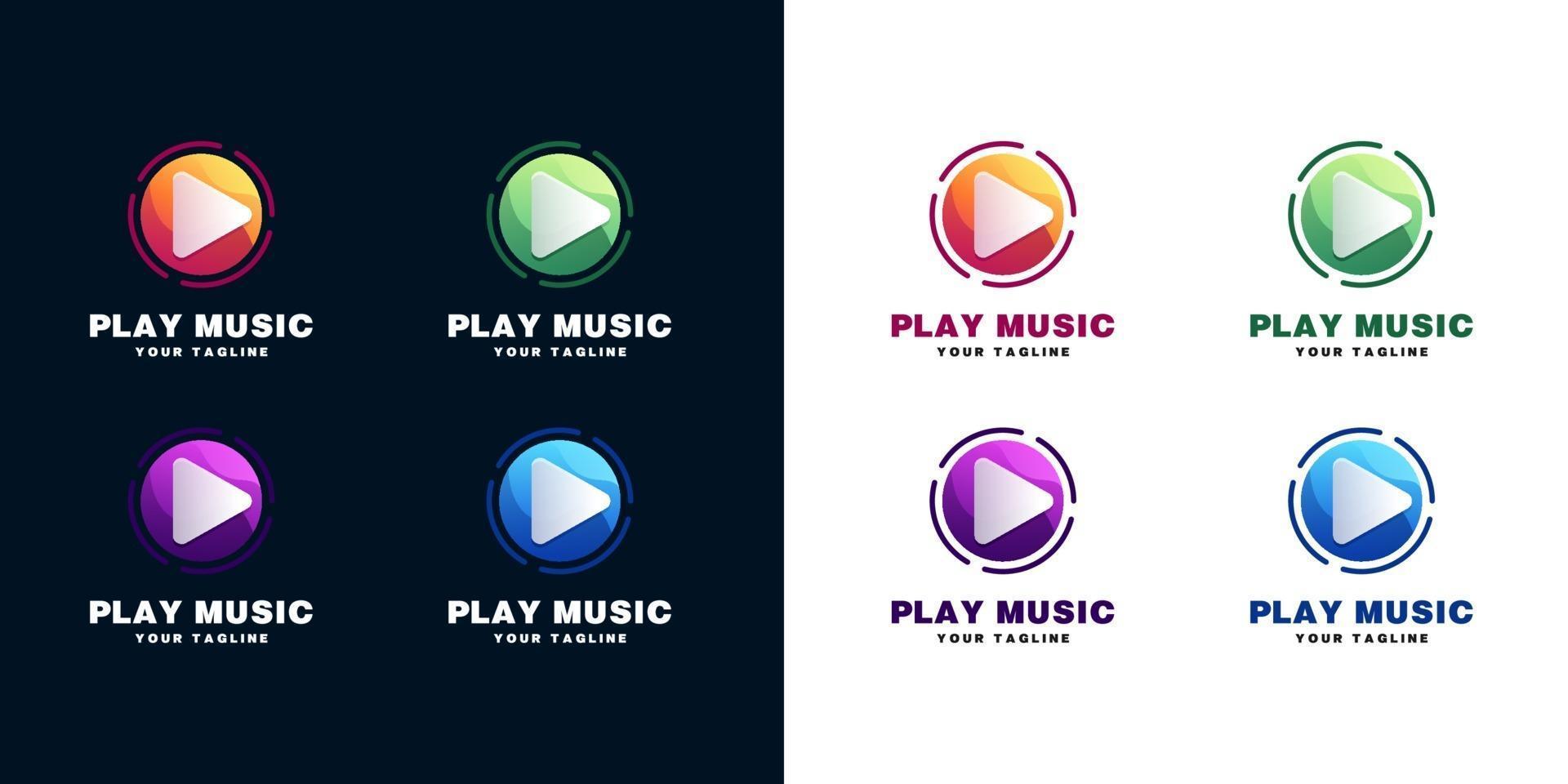 spela musik logotyp set vektor