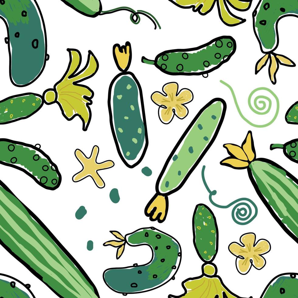 nahtlos Muster von Grün blühen Gurken zum Dekoration von Küche Artikel und Textilien vektor