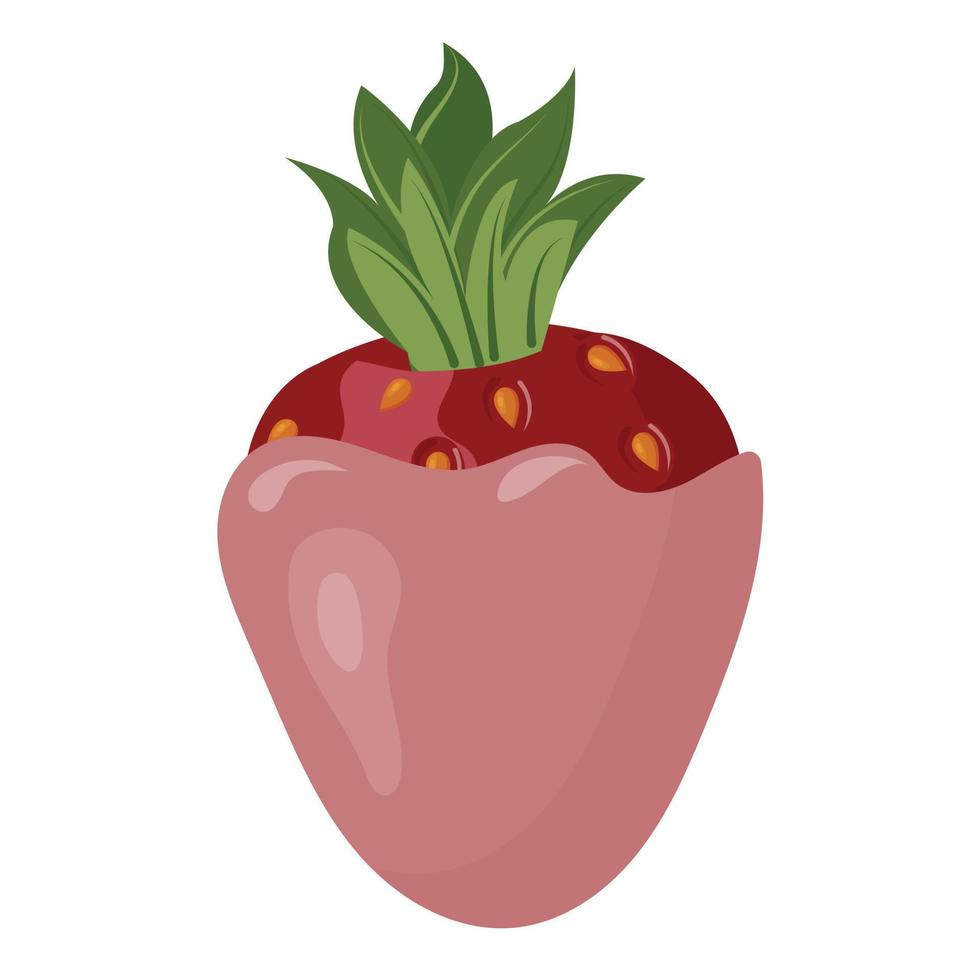 Erdbeeren im Rosa Glasur. Vektor Illustration isoliert auf Weiß Hintergrund.