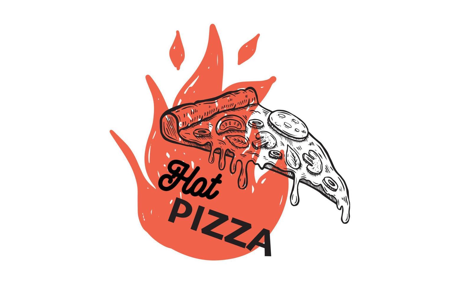 varm pizza, hand dragen illustrationer, vektor. vektor