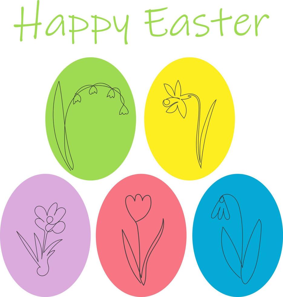 vektor illustration färgad påsk ägg med ritningar av blommor